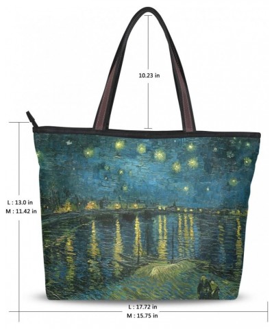 Women's Top Handle Handbag Van Gogh Starry Night Over The Rhone Shoulder Bag Tote Bag L $11.47 Satchels