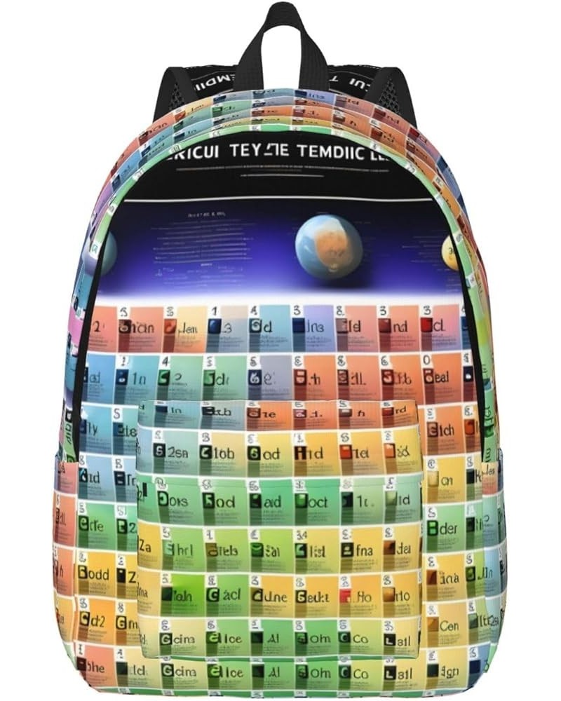 Periodic Table Of Elements Print Canvas Backpack Style Outdoor Travel Bag Casual Daypack Cloth Zippered Rucksack Black Medium...