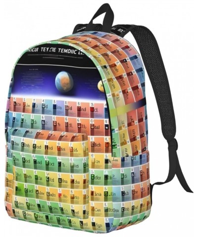 Periodic Table Of Elements Print Canvas Backpack Style Outdoor Travel Bag Casual Daypack Cloth Zippered Rucksack Black Medium...