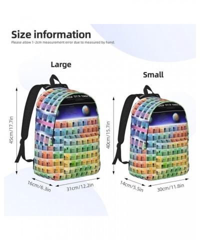 Periodic Table Of Elements Print Canvas Backpack Style Outdoor Travel Bag Casual Daypack Cloth Zippered Rucksack Black Medium...