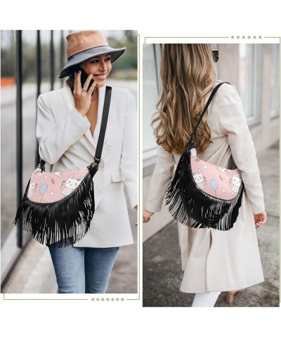 Women Fringe Tassel Cross Body Bag Yellow Sloth Grey Leisure Shoulder Bag Color216 $12.69 Crossbody Bags