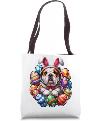 English Bulldog Bunny Ears Eggs Cute Easter Dog Owner Lover Tote Bag $14.15 Totes