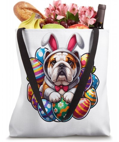 English Bulldog Bunny Ears Eggs Cute Easter Dog Owner Lover Tote Bag $14.15 Totes