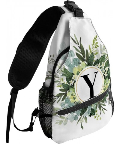 Sling Bag Crossbody Bag for Women Men Farmhouse T Letters with Watercolor Eucalyptus Wreath Waterproof Hiking Backpack Lightw...