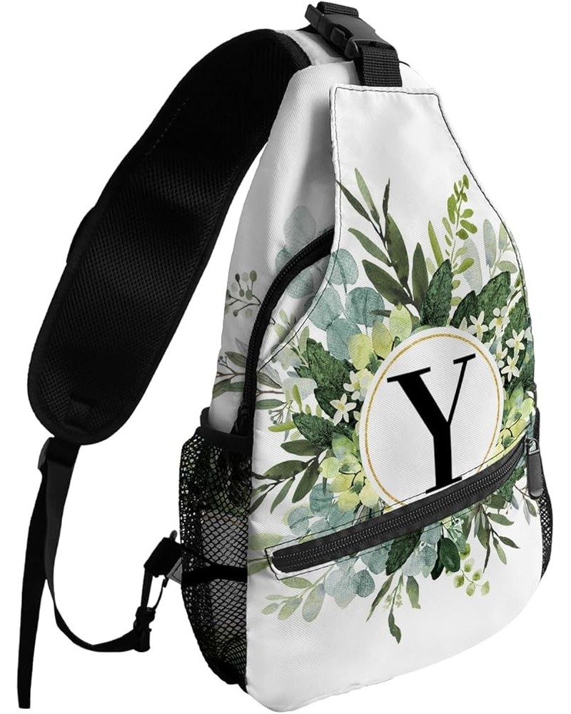 Sling Bag Crossbody Bag for Women Men Farmhouse T Letters with Watercolor Eucalyptus Wreath Waterproof Hiking Backpack Lightw...