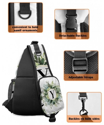 Sling Bag Crossbody Bag for Women Men Farmhouse T Letters with Watercolor Eucalyptus Wreath Waterproof Hiking Backpack Lightw...