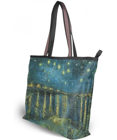 Women's Top Handle Handbag Van Gogh Starry Night Over The Rhone Shoulder Bag Tote Bag L $11.47 Satchels