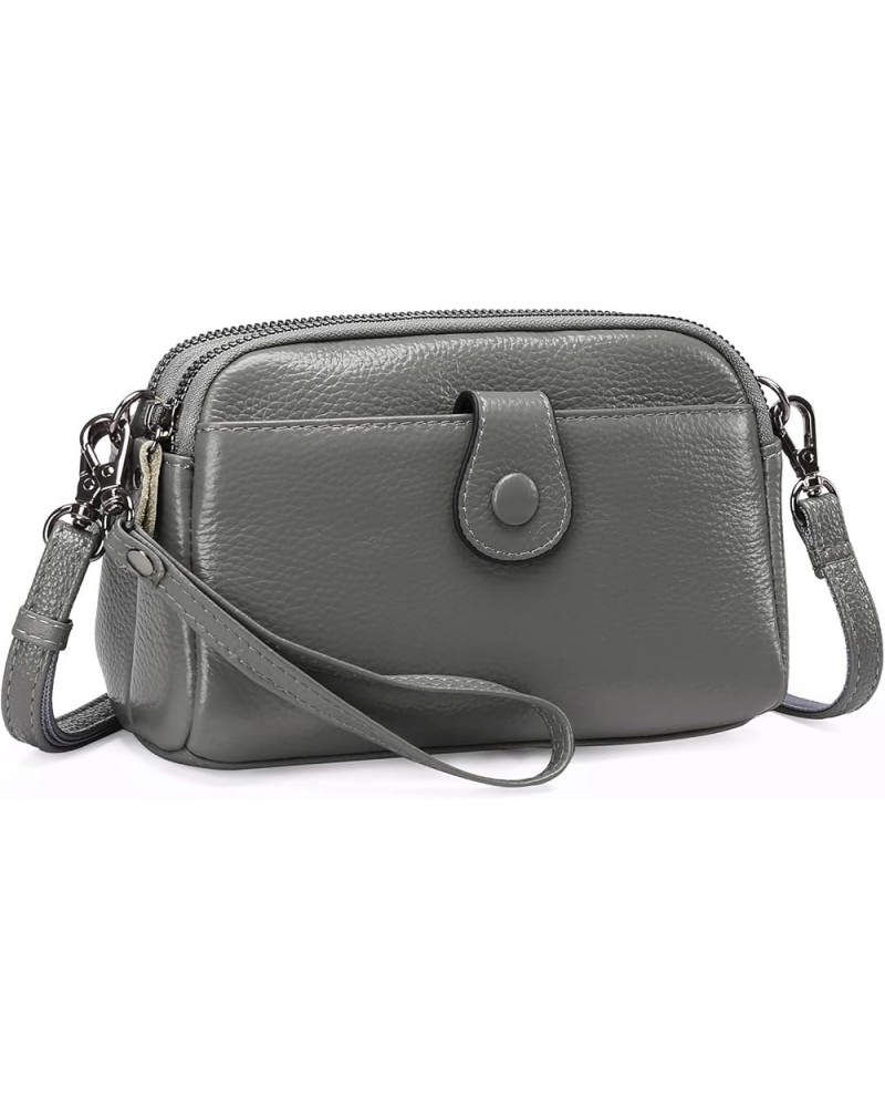 Crossbody Bags for Women Small Genuine Leather Shoulder Purse Cross Body Bag with Wristlet Top Zipper Deep Grey $8.80 Crossbo...