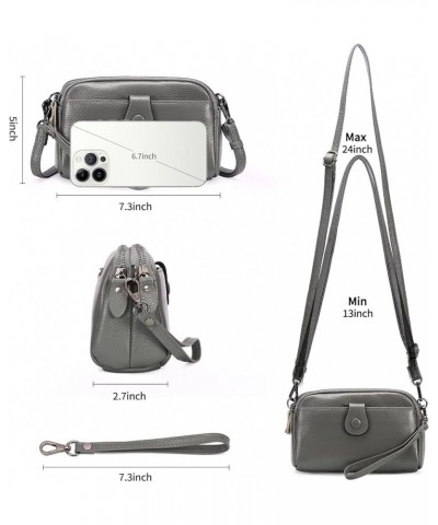 Crossbody Bags for Women Small Genuine Leather Shoulder Purse Cross Body Bag with Wristlet Top Zipper Deep Grey $8.80 Crossbo...