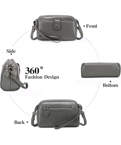 Crossbody Bags for Women Small Genuine Leather Shoulder Purse Cross Body Bag with Wristlet Top Zipper Deep Grey $8.80 Crossbo...