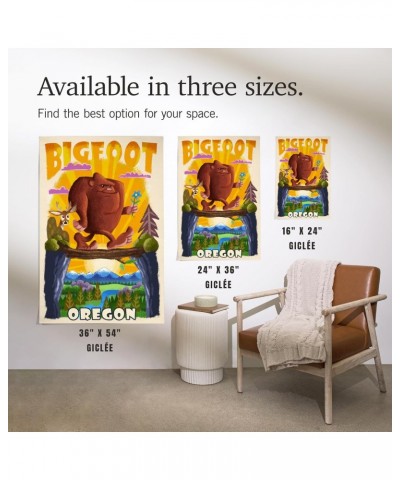 24x36 Inch Giclee Print, Oregon, Bigfoot, Mid-Century Inspired $26.99 Totes