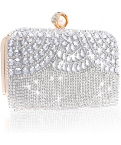 Women's Sparkly Evening Clutch Purse Rhinestone Tassel Cossbody Bag Pearl with Detachable Chain Partynight Wedding Silver $17...