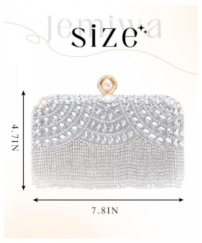 Women's Sparkly Evening Clutch Purse Rhinestone Tassel Cossbody Bag Pearl with Detachable Chain Partynight Wedding Silver $17...