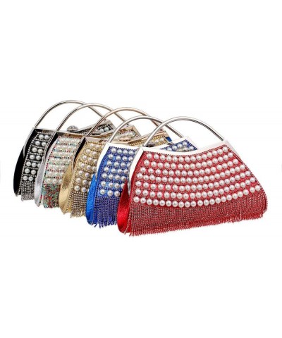 Triangle Luxury Full Rhinestones Women's Fashion Evening Clutch Bag Red $33.03 Evening Bags