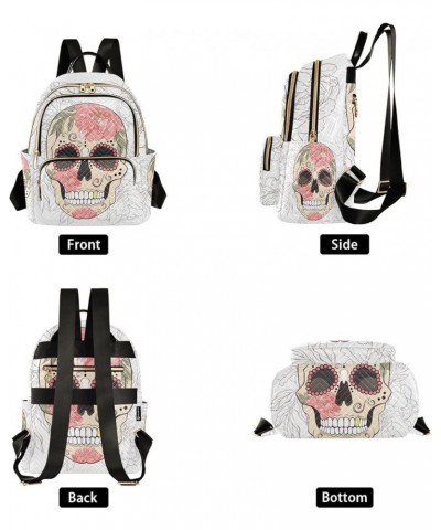 Floral Sugar Skull Day Of Dead Mini Backpack Purse for Women Travel Bag Fashion Daypack Back Pack Shoulder Bag Multicolor Sma...