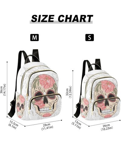 Floral Sugar Skull Day Of Dead Mini Backpack Purse for Women Travel Bag Fashion Daypack Back Pack Shoulder Bag Multicolor Sma...