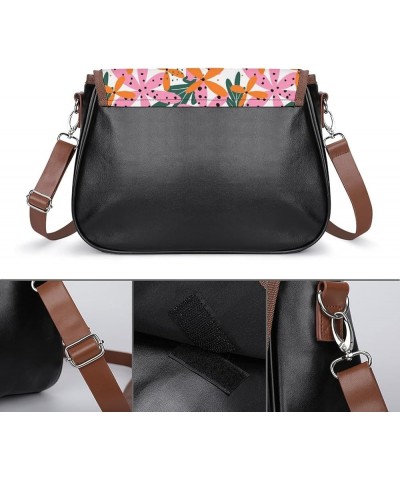 Leather Hobo Bags Women's Crossbody Shoulder Bag Classic City Top Handle Satchels Yellow Flower Color1 $20.64 Hobo Bags