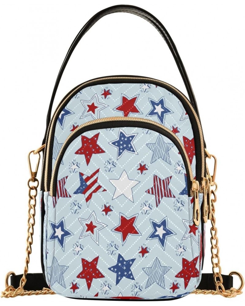 Summer Birds Butterflies American Stars Stripes Crossbody Bags for Women Quilted Chain Crossbody Purses Trendy Nature Patriot...