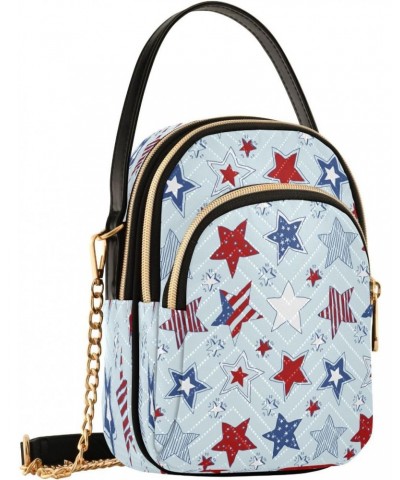 Summer Birds Butterflies American Stars Stripes Crossbody Bags for Women Quilted Chain Crossbody Purses Trendy Nature Patriot...