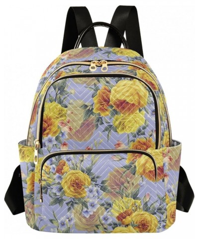 Yellow Flower Rose Women's Backpack Purse Causal Daypack Work Travel College Business Trip Bag Shoulder Bag Medium $21.23 Bac...