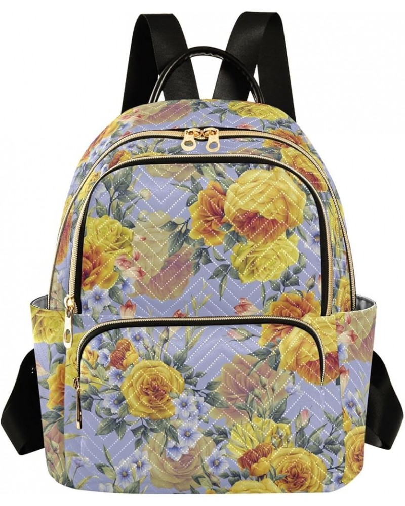 Yellow Flower Rose Women's Backpack Purse Causal Daypack Work Travel College Business Trip Bag Shoulder Bag Medium $21.23 Bac...