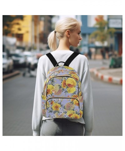 Yellow Flower Rose Women's Backpack Purse Causal Daypack Work Travel College Business Trip Bag Shoulder Bag Medium $21.23 Bac...