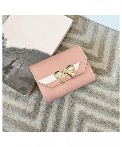 Girls Wallet 9-12 Fashion ID Short Wallet Hit Color Women Bow Tie Hasp Purse Multiple Plus Case Wallet (Grey, One Size) Pink ...