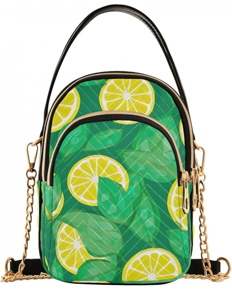 Pizza on a Green Purse with Strap Crossbody, Shoulder Handbag, Fashion Crossbody Bags for Women Lemon Slices on Green-2 $18.5...