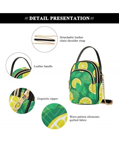 Pizza on a Green Purse with Strap Crossbody, Shoulder Handbag, Fashion Crossbody Bags for Women Lemon Slices on Green-2 $18.5...