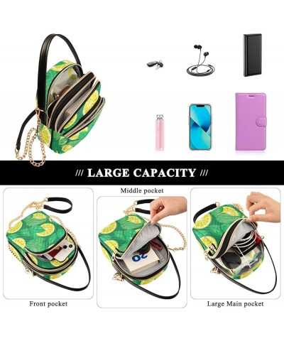 Pizza on a Green Purse with Strap Crossbody, Shoulder Handbag, Fashion Crossbody Bags for Women Lemon Slices on Green-2 $18.5...