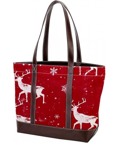 Tote Bag for Women, Large Tote Bag, Tote Bag with Zipper, Christmas Elk Santa Claus Cartoon, Womens Tote Bags for Work Design...