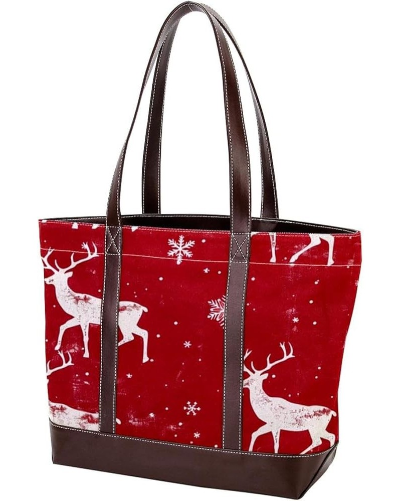 Tote Bag for Women, Large Tote Bag, Tote Bag with Zipper, Christmas Elk Santa Claus Cartoon, Womens Tote Bags for Work Design...