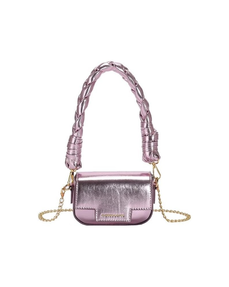 Women's mini purse Holographic Laser bag woven handbag Pink $15.80 Handbags