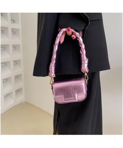 Women's mini purse Holographic Laser bag woven handbag Pink $15.80 Handbags