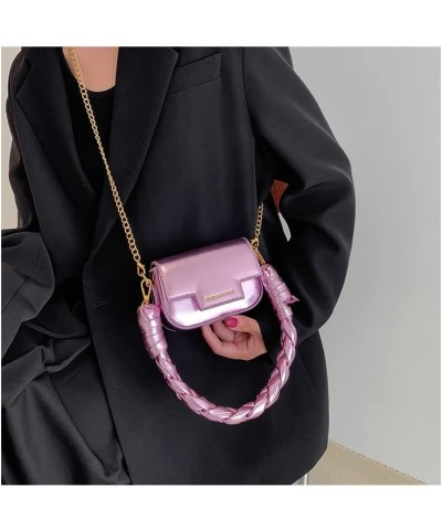 Women's mini purse Holographic Laser bag woven handbag Pink $15.80 Handbags