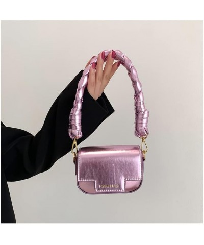 Women's mini purse Holographic Laser bag woven handbag Pink $15.80 Handbags