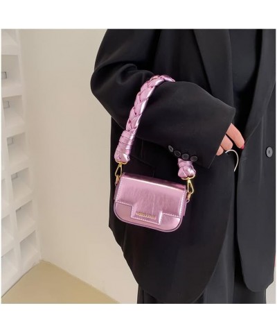 Women's mini purse Holographic Laser bag woven handbag Pink $15.80 Handbags