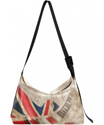 Grunge Uk British Flag Pop Guitar Womens Tote Bag Leather Shoulder Bag For Women Men Large Hobo Cross Body Bags Handbag $14.9...