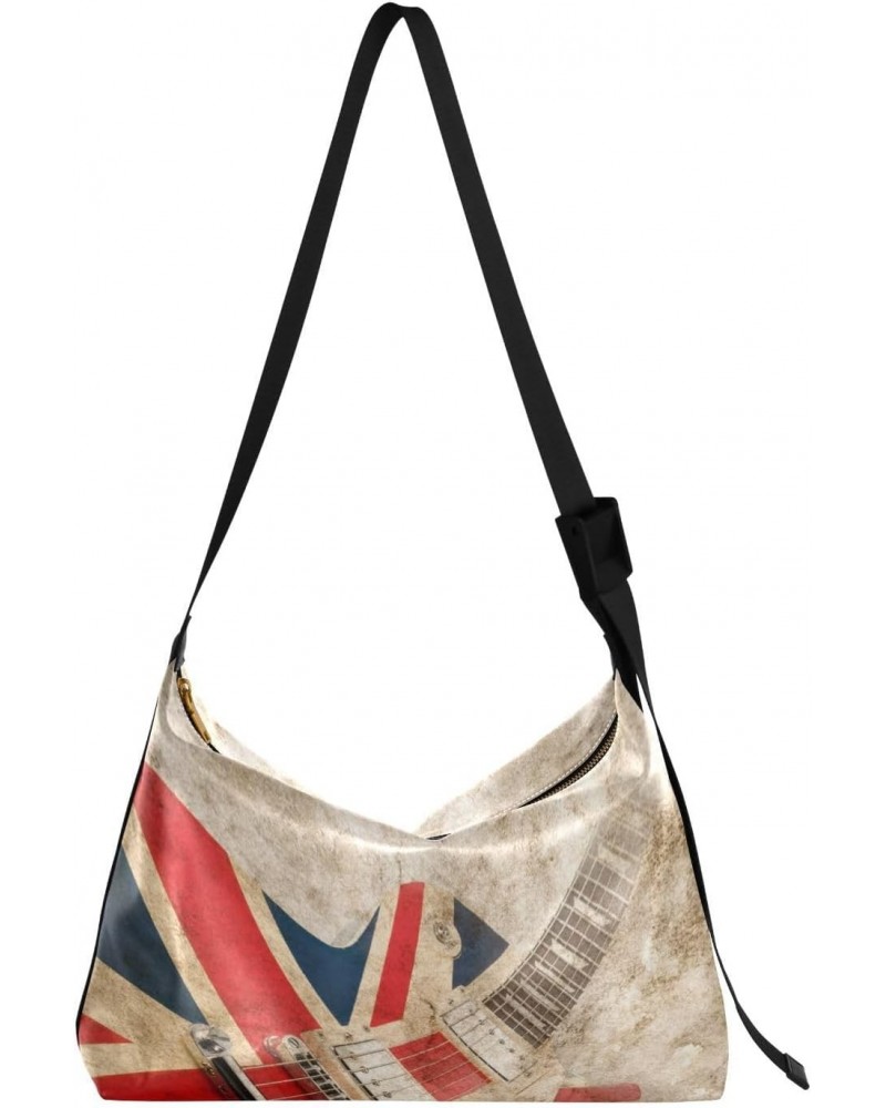 Grunge Uk British Flag Pop Guitar Womens Tote Bag Leather Shoulder Bag For Women Men Large Hobo Cross Body Bags Handbag $14.9...