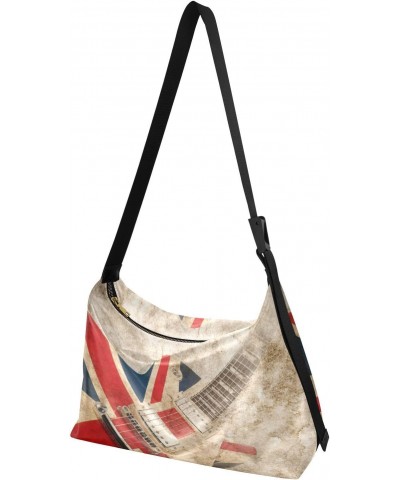 Grunge Uk British Flag Pop Guitar Womens Tote Bag Leather Shoulder Bag For Women Men Large Hobo Cross Body Bags Handbag $14.9...