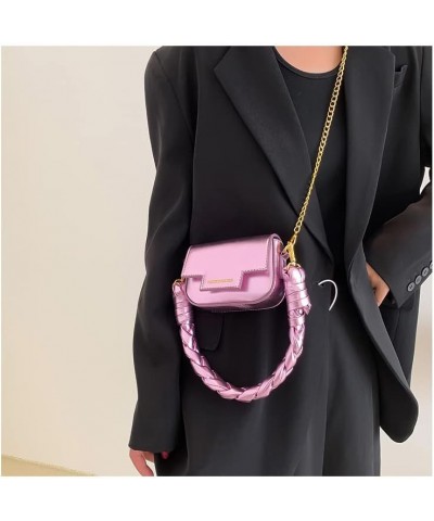 Women's mini purse Holographic Laser bag woven handbag Pink $15.80 Handbags