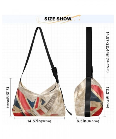 Grunge Uk British Flag Pop Guitar Womens Tote Bag Leather Shoulder Bag For Women Men Large Hobo Cross Body Bags Handbag $14.9...