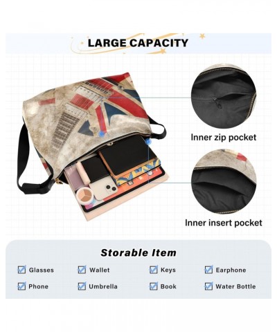 Grunge Uk British Flag Pop Guitar Womens Tote Bag Leather Shoulder Bag For Women Men Large Hobo Cross Body Bags Handbag $14.9...