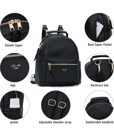 Backpack Purse for Women Class Vegan Leather Fashion School Daypack Multipurpose Design Mini (10.8-in Hight) Black-grd $11.50...