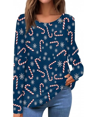 Christmas Sweatshirt Women Xmas Tree Graphic Drop Shoulder Round Neck T-Shirts Tops Oversized Casual Loose Blouses 1-navy $11...