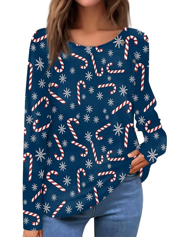 Christmas Sweatshirt Women Xmas Tree Graphic Drop Shoulder Round Neck T-Shirts Tops Oversized Casual Loose Blouses 1-navy $11...