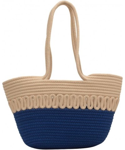 Beach Bags for Women Large Straw Woven Beach Tote Bag Shoulder Bag Women's Top Handle Handbag Large Tote Travel Beige-blue $1...