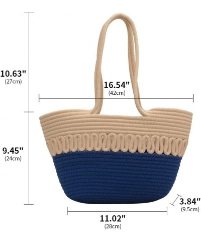 Beach Bags for Women Large Straw Woven Beach Tote Bag Shoulder Bag Women's Top Handle Handbag Large Tote Travel Beige-blue $1...