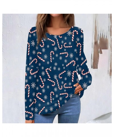 Christmas Sweatshirt Women Xmas Tree Graphic Drop Shoulder Round Neck T-Shirts Tops Oversized Casual Loose Blouses 1-navy $11...