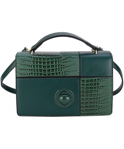 Crossbody Bag for Women with Crocodile Pattern Splicing Small Square Bag, Handbags Women's Bag Green $18.06 Crossbody Bags